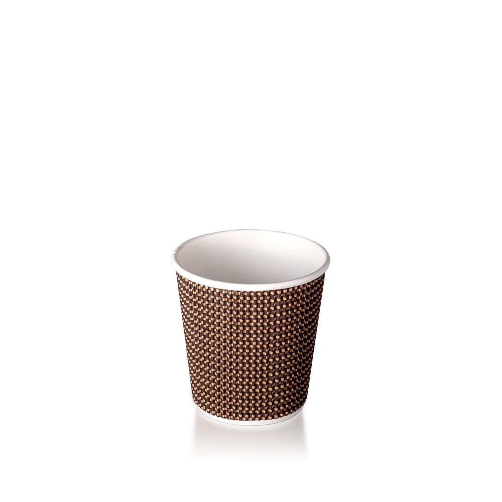 62mm 4oz Double Wall Hot Cup - Brown Check