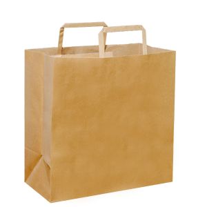 Flat Handle Medium Kraft Paper Carry Bag