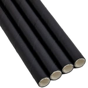 Black - S2 - 5Ply Paper Straws Wrapped - Jumbo 