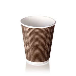 Brown - Check S3 - 90mm 12oz - AQ - Double Wall Hot Cup