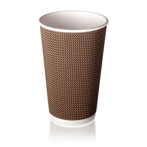 Brown - Check S4 - 90mm 16oz - AQ - Double Wall Hot Cup